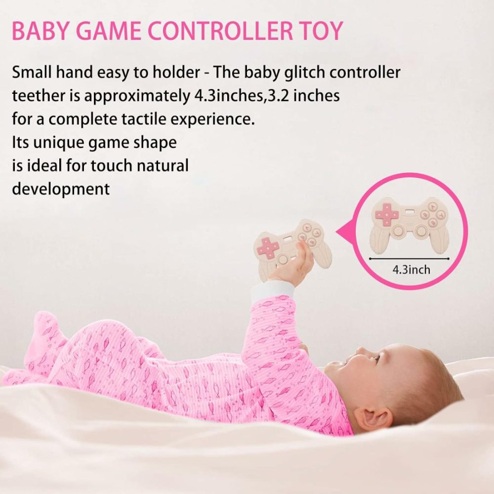 Cool Remote Game Control Teething Toy For Babies 0-6 6-12 Months,Game Controller Teether For Gamer Parents,Baby’s First Valentines Day Gifts,Silicone Remote Chew Toys（Pink  |  Teethers All Toys Pink