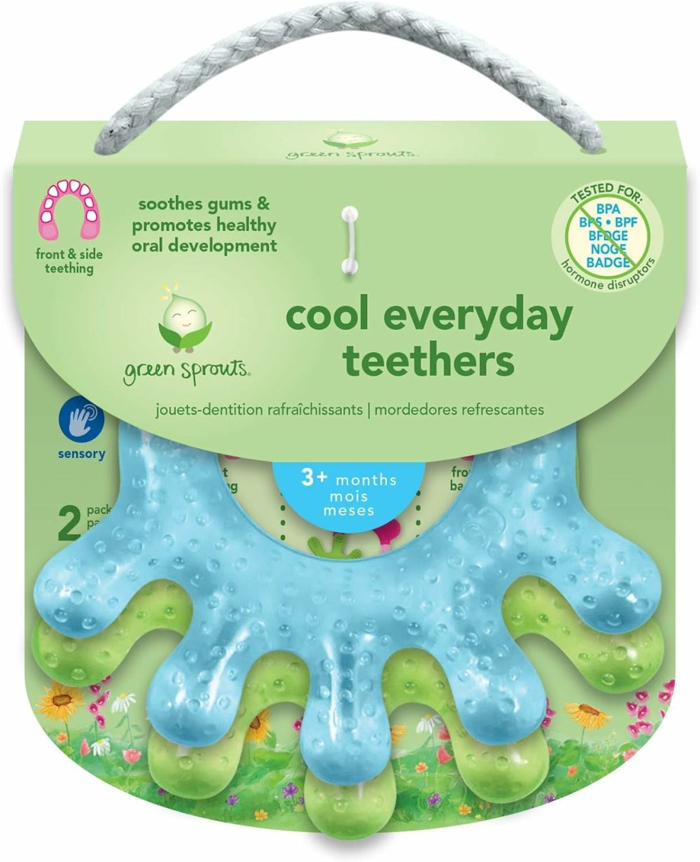 Cooling Teether| Soothes Gums & Promotes Healthy Oral Development |Safer Plastic Filled With Sterilized Water,Chill For Extra Relief,Textured Surface To Massage Gums,2 Count (Pack Of 1)  |  Teethers All Toys Blue