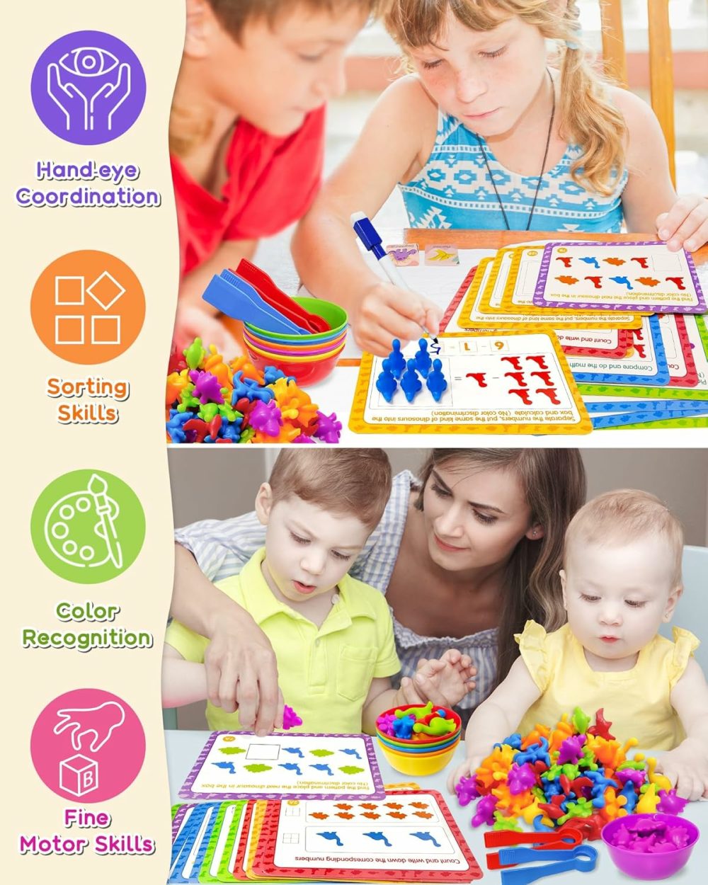 Counting Dinosaurs Montessori Toys For 3 4 5 Years Old Boys Girls  Math Manipulatives Preschool Learning Activities Kindergarten Gifts Sensory Toys For Toddler Ages 2-4  3-5  4-8  |  Sorting & Stacking Toys All Toys Sorting & Stacking Toys