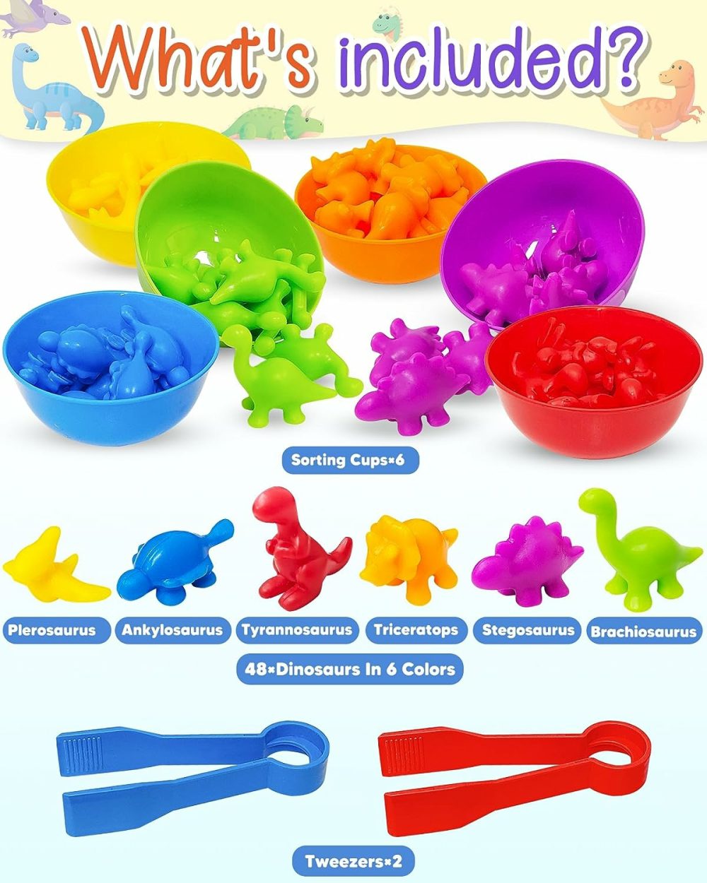 Counting Dinosaurs Montessori Toys For 3 4 5 Years Old Boys Girls  Toddler Preschool Learning Activities Toys For Kids Ages 2-4  3-5  4-8  Birthday Gifts Sensory Toys  |  Sorting & Stacking Toys All Toys Sorting & Stacking Toys