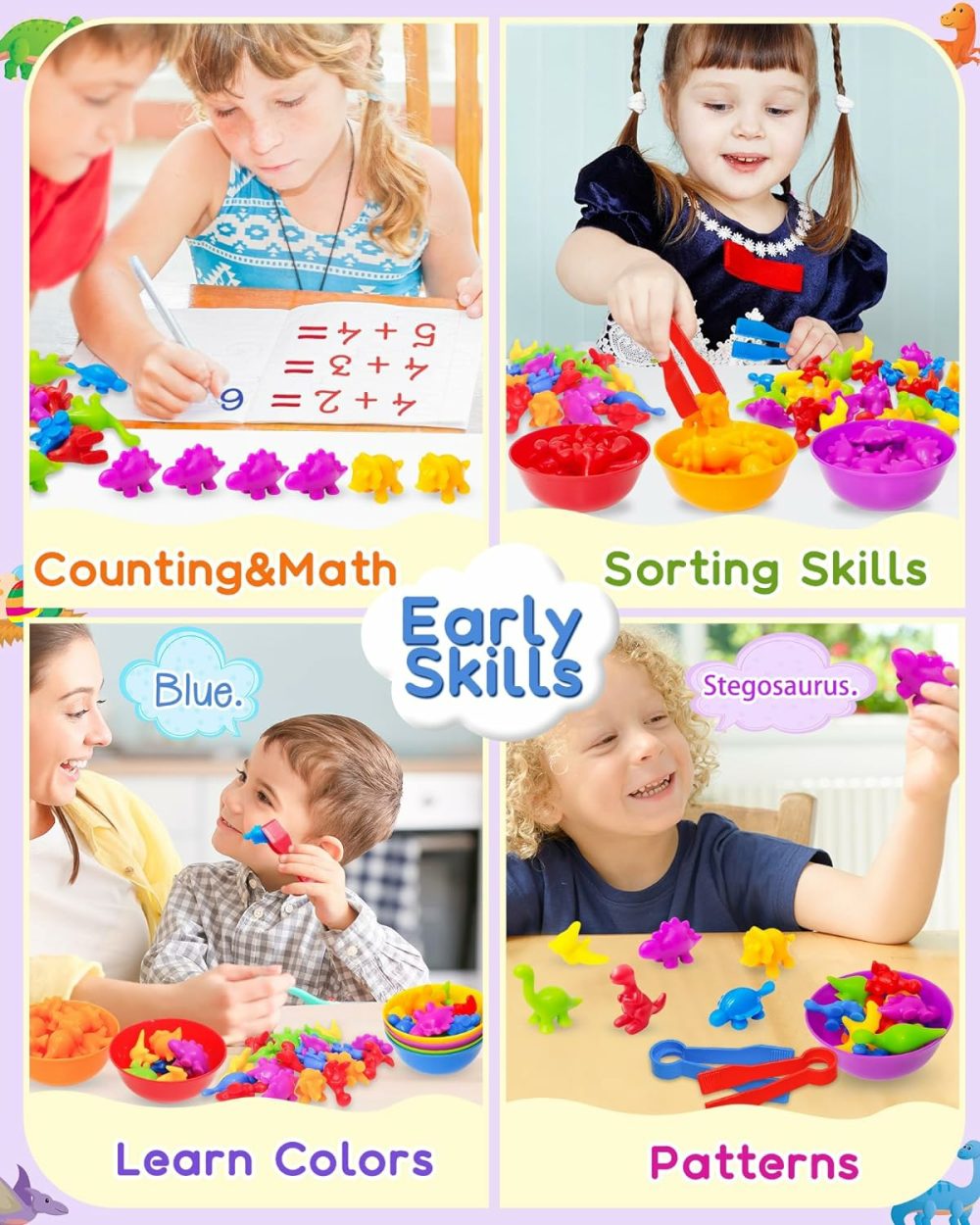 Counting Dinosaurs Montessori Toys For 3 4 5 Years Old Boys Girls  Toddler Preschool Learning Activities Toys For Kids Ages 2-4  3-5  4-8  Birthday Gifts Sensory Toys  |  Sorting & Stacking Toys All Toys Sorting & Stacking Toys