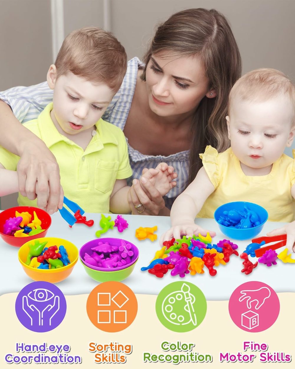 Counting Dinosaurs Montessori Toys For 3 4 5 Years Old Boys Girls  Toddler Preschool Learning Activities Toys For Kids Ages 2-4  3-5  4-8  Birthday Gifts Sensory Toys  |  Sorting & Stacking Toys All Toys Sorting & Stacking Toys