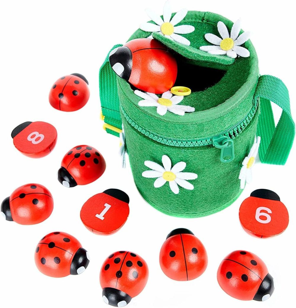 Counting Ladybugs – Montessori Wooden Counting Toy For Girls 3 4 5 Year Old – Ladybug Learning Toys For Toddlers – Preschool Kids Toys For Number Matching  Sorting & Fine Motor Skills – Lady Bug Gifts  |  Sorting & Stacking Toys All Toys Sorting & Stacking Toys