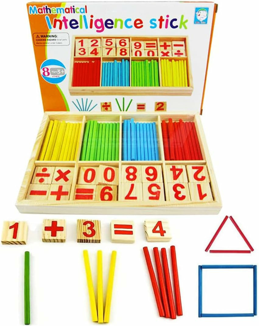 Counting Sticks Montessori Toys Math Educational Toy  Wooden Intelligence Sticks Number Cards And Counting Rods With Box (Counting Sticks)  |  Abacuses Abacuses Abacuses