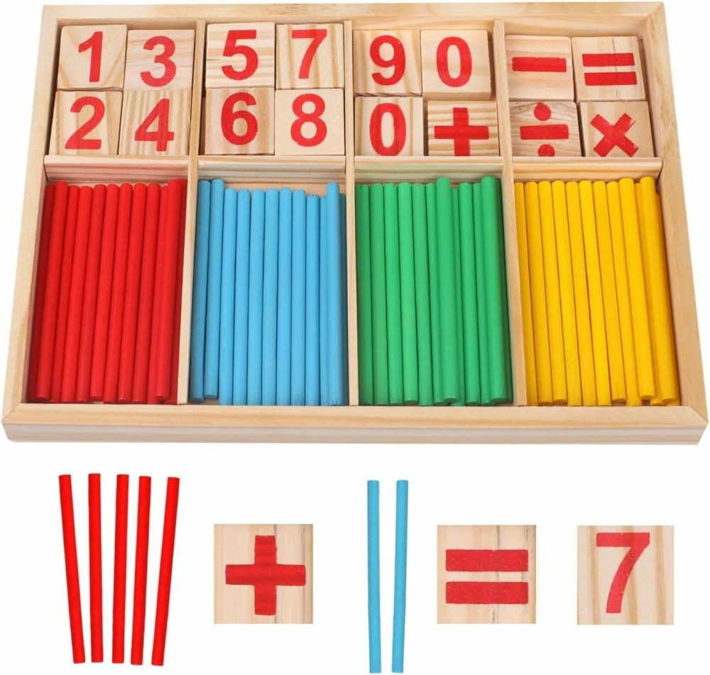 Counting Sticks Montessori Toys Math Educational Toy  Wooden Intelligence Sticks Number Cards And Counting Rods With Box (Counting Sticks)  |  Abacuses Abacuses Abacuses