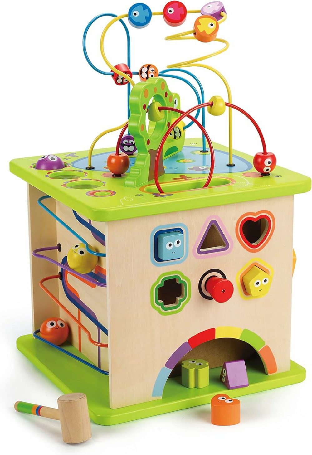 Country Critters Wooden Activity Play Cube By  | Wooden Learning Puzzle Toy For Toddlers  5-Sided Activity Center With Animal Friends  Shapes  Mazes  Wooden Balls  Shape Sorter Blocks And More  13.78 X 13.78 X 19.69 Inches  |  Activity Cubes Activity Cubes Activity Cubes