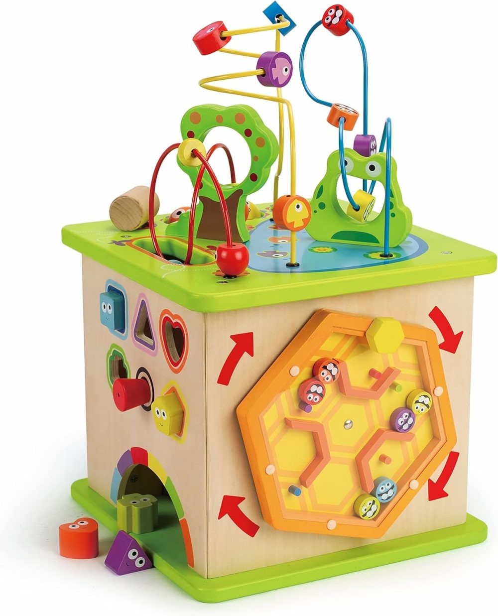 Country Critters Wooden Activity Play Cube By  | Wooden Learning Puzzle Toy For Toddlers  5-Sided Activity Center With Animal Friends  Shapes  Mazes  Wooden Balls  Shape Sorter Blocks And More  13.78 X 13.78 X 19.69 Inches  |  Activity Cubes Activity Cubes Activity Cubes