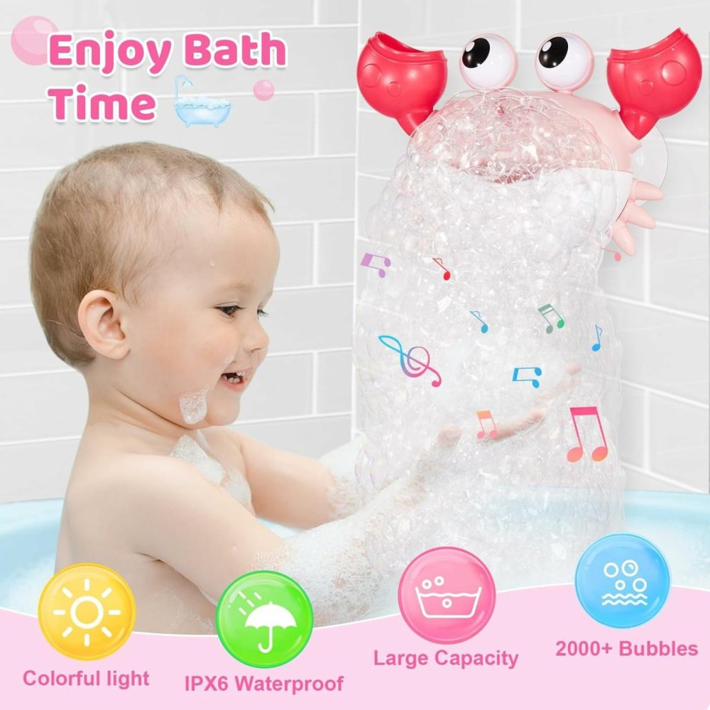 Crab Baby Bath Toys  Rechargeable Bath Bubble Machine For Toddlers  Automatic Shower Bathtub Bubble Maker With Music Bath Toys For Kids Boys Girls Birthday Gifts  |  Bath Toys All Toys Bath Toys