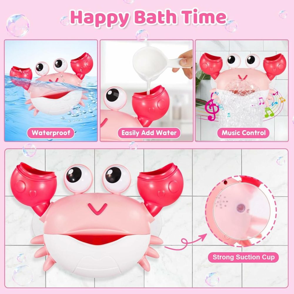 Crab Baby Bath Toys  Rechargeable Bath Bubble Machine For Toddlers  Automatic Shower Bathtub Bubble Maker With Music Bath Toys For Kids Boys Girls Birthday Gifts  |  Bath Toys All Toys Bath Toys