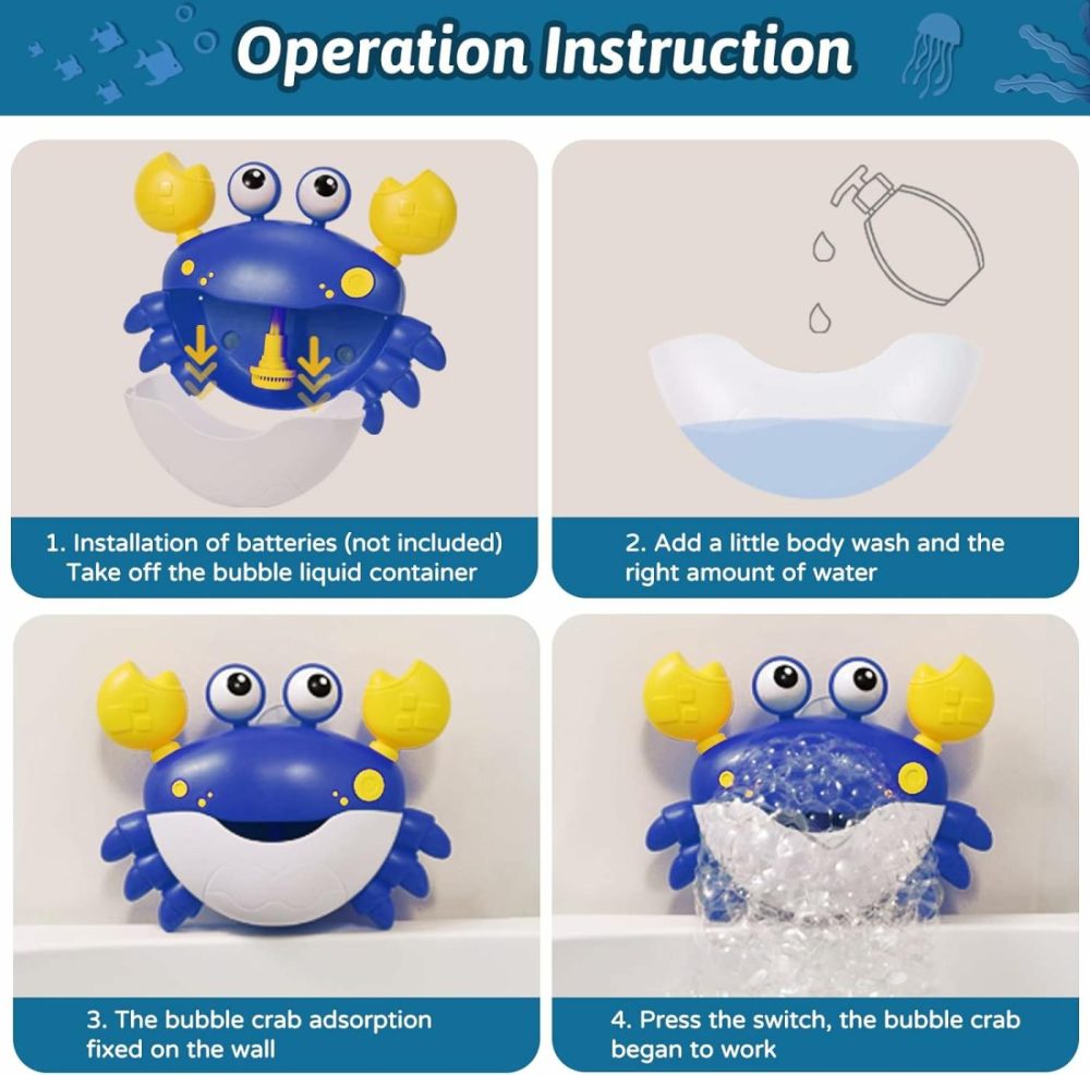 Crab Bath Bubble Maker For Bathtub  Baby Bath Toys For Toddlers 1-3  Bubble Machine For Babies  Bath Tub Toys Infants 3-6-12-18 Months  Boy Girl Bath Time Kids Shower Foam Toys Age 1-2-3-4-5-8  |  Bath Toys All Toys Bath Toys