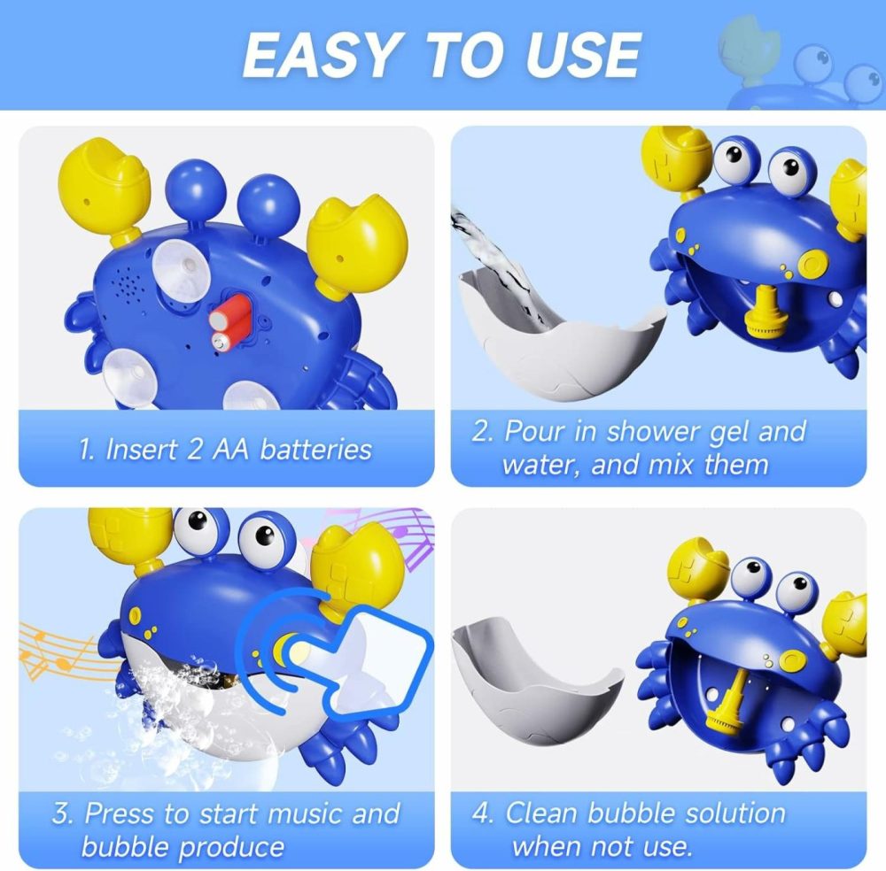 Crab Bath Toys: Bath Toys For Toddlers  Blow Bubbles And Plays 12 Children’s Songs  Sing-Along Bath Bubble Maker For Baby (Blue)  |  Bath Toys All Toys Bath Toys