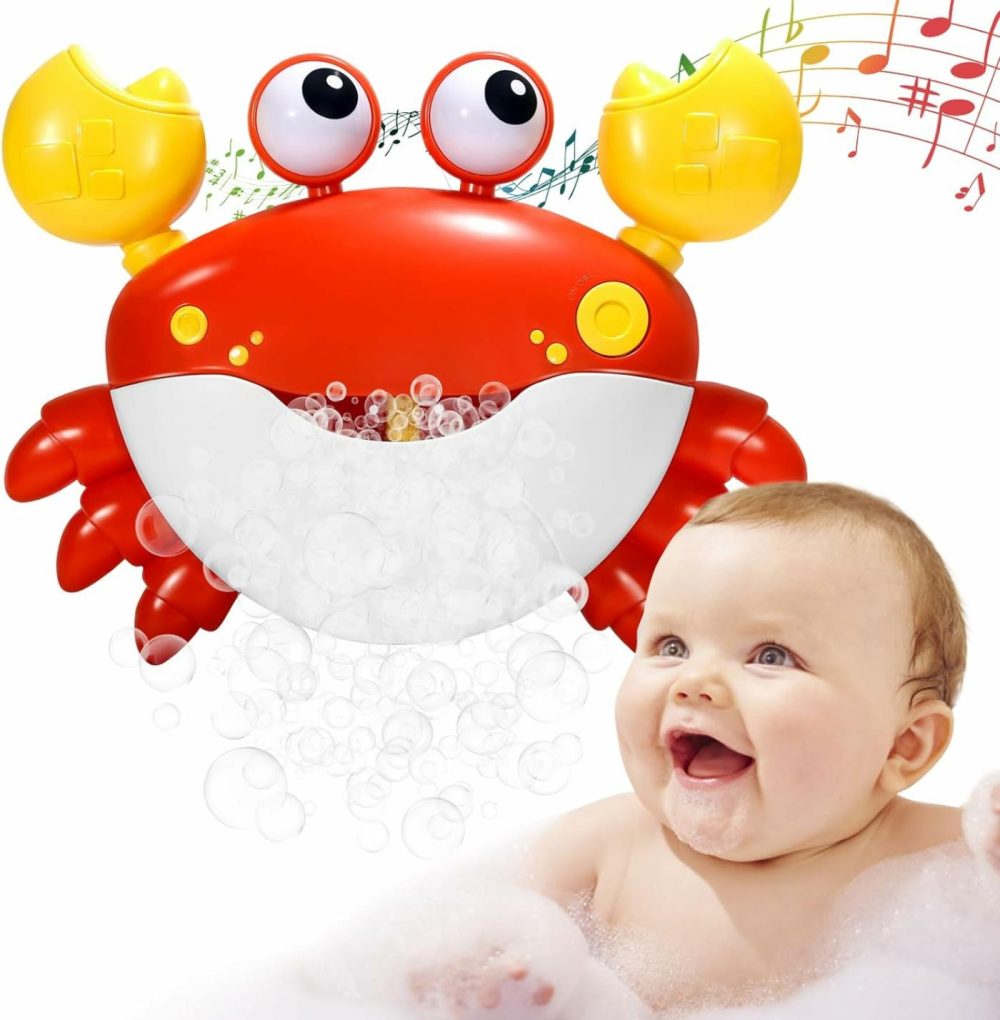 Crab Bubble Machine Bath Toy:Bath Bubble Maker,Blow Bubbles And Plays Children’s Songs,Bath Toys For Toddlers 1-3,Battery Operated (Red)  |  Bath Toys All Toys Bath Toys