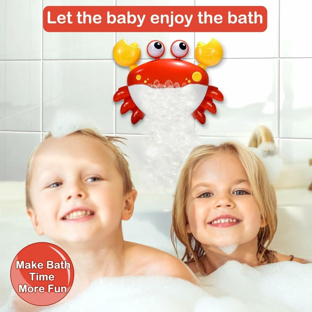 Crab Bubble Machine Bath Toy:Bath Bubble Maker,Blow Bubbles And Plays Children’s Songs,Bath Toys For Toddlers 1-3,Battery Operated (Red)  |  Bath Toys All Toys Bath Toys