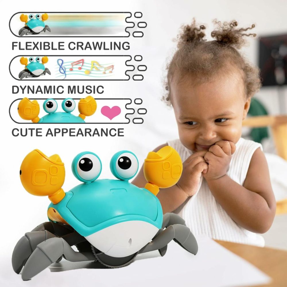 Crawling Crab Baby Toy  Interactive Walking Dancing Moving Crab Toy (Infrared Sensing) 3-6 6-12 Months  Toddler Learning Tummy Time Crab  Infant Music Sensory Birthday Gifts-Green-1  |  Musical Toys All Toys