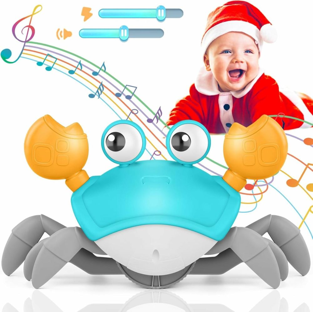 Crawling Crab Baby Toy  Tummy Time Gifts For Newborn Babies 3-6 6-12 Month  Light-Up Walking Dancing Moving Crab With Music & Obstacle Avoidance  Upgraded Rechargeable Sensory Development Toy (Green)  |  Musical Toys All Toys