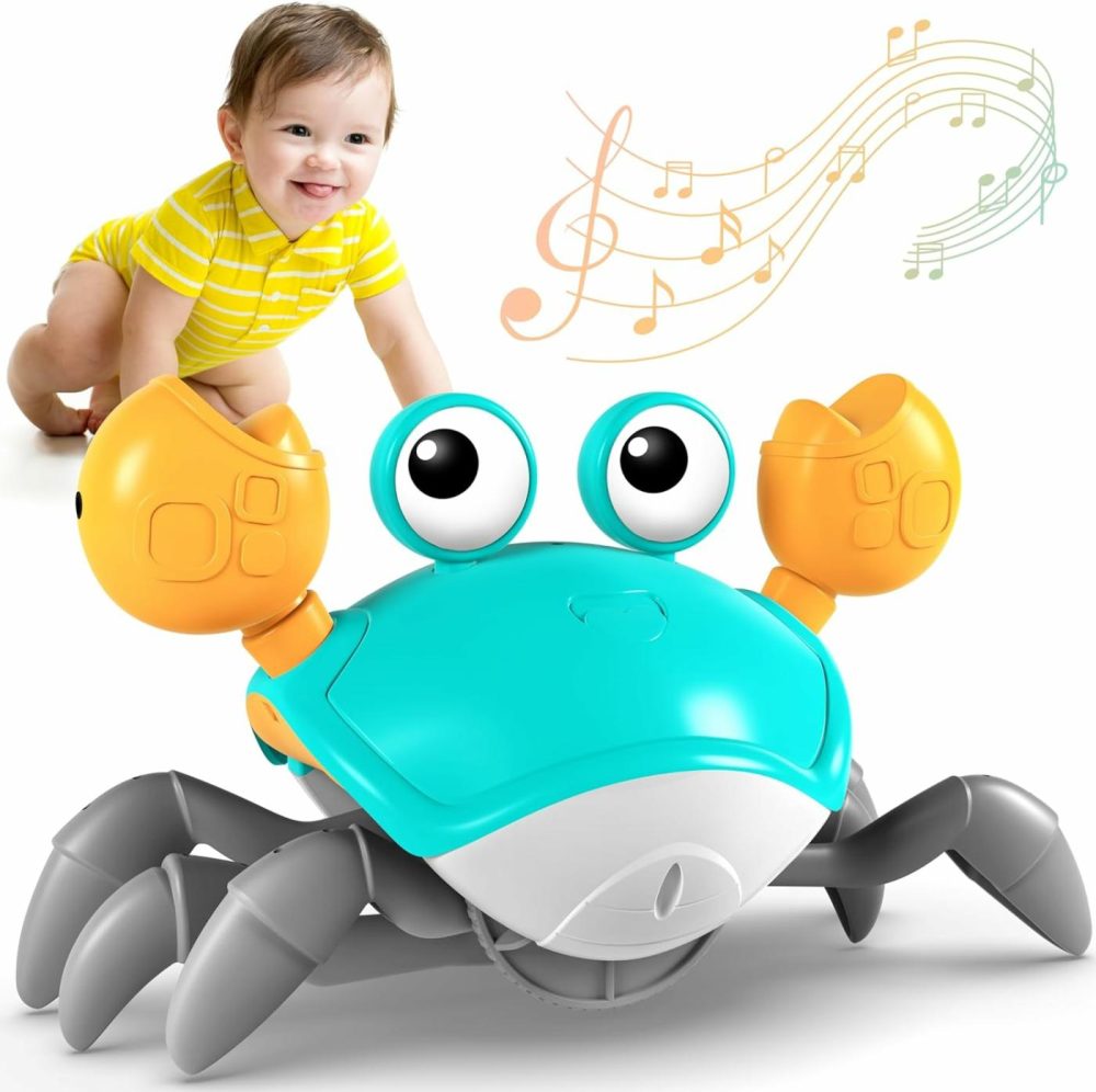 Crawling Crab Toy  Infant Tummy Time Baby Toys  Fun Interactive Dancing Walking Moving Toy Babies Sensory Induction Crabs With Music  Baby Toys 0-6 To 12-18 Months Boys Girls Toddler Birthday Gifts  |  Musical Toys All Toys Green1