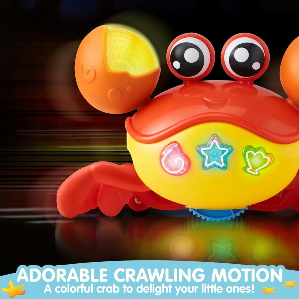 Crawling Crab Tummy Time Toy  Walking Crab Toys For Babies  Interactive Big Crab Toy With Intelligent Sensor  Lights Buttons  Dancing Crab Auto-Avoiding Obstacles  Gift For Toddlers  |  Musical Toys All Toys