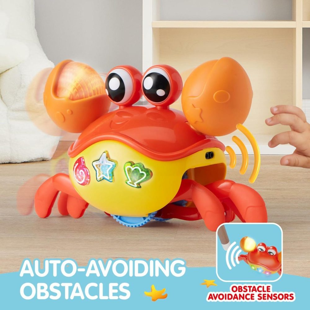 Crawling Crab Tummy Time Toy  Walking Crab Toys For Babies  Interactive Big Crab Toy With Intelligent Sensor  Lights Buttons  Dancing Crab Auto-Avoiding Obstacles  Gift For Toddlers  |  Musical Toys All Toys