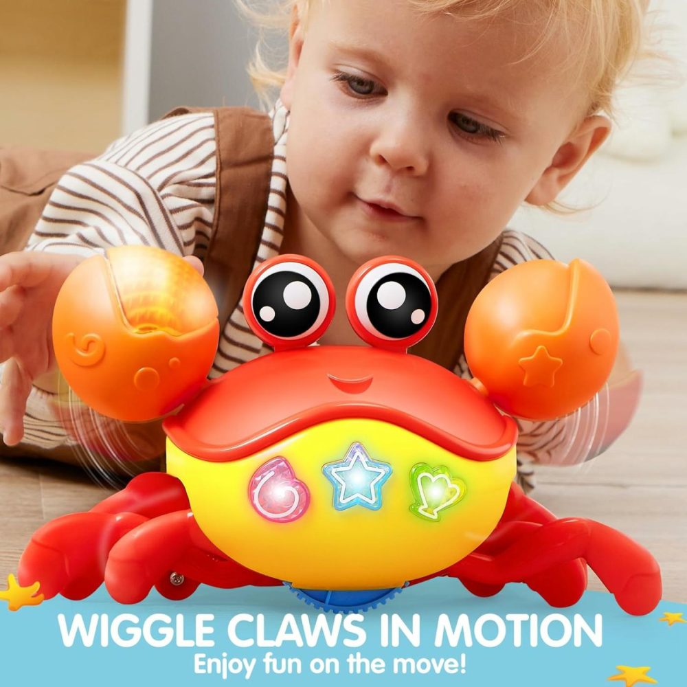 Crawling Crab Tummy Time Toy  Walking Crab Toys For Babies  Interactive Big Crab Toy With Intelligent Sensor  Lights Buttons  Dancing Crab Auto-Avoiding Obstacles  Gift For Toddlers  |  Musical Toys All Toys