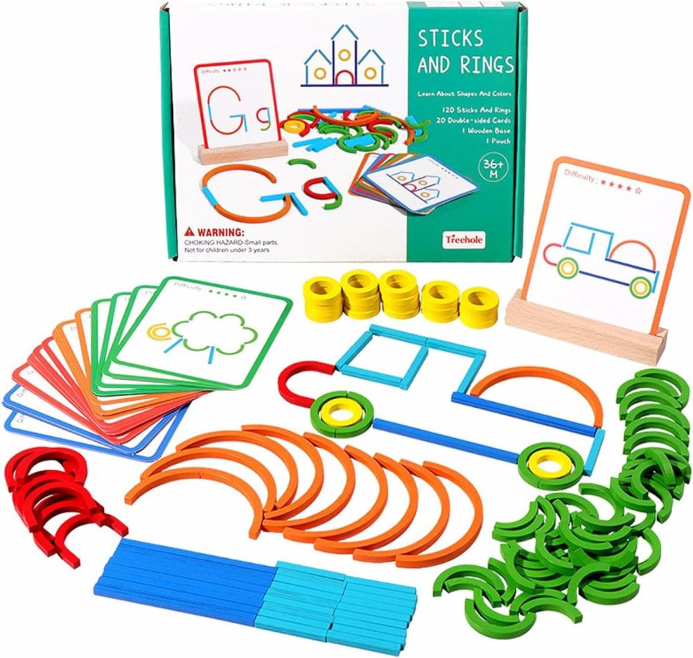 Creative Sticks & Rings Puzzle  Montessori Matching Puzzle Toys  Preschoolers Intelligence Development  Toddlers’ Early Learning Educational Toys For Fine Motor Skills Color Cognition Hands-On Ability  |  Sorting & Stacking Toys All Toys Sorting & Stacking Toys