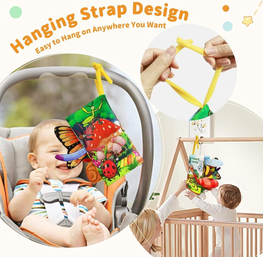 Crinkle Books For Babies Newborn To One Year,Touch And Feel Books For Infants 0-3-6-12 Months  Soft,Sensory Montessori Toys For Brain Development,Tummy Time Car Seat Hanging Toy-12Pages  |  Car Seat & Stroller Toys All Toys Car Seat & Stroller Toys