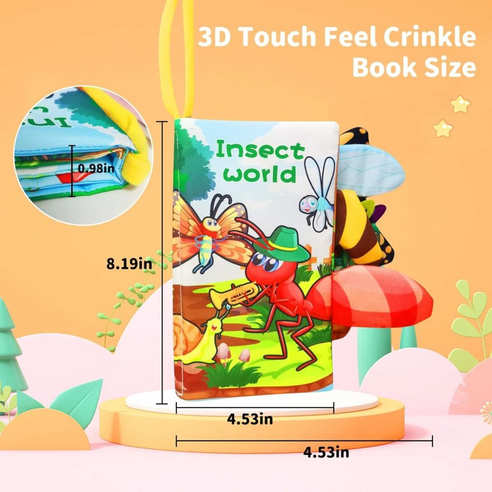 Crinkle Books For Babies Newborn To One Year,Touch And Feel Books For Infants 0-3-6-12 Months  Soft,Sensory Montessori Toys For Brain Development,Tummy Time Car Seat Hanging Toy-12Pages  |  Car Seat & Stroller Toys All Toys Car Seat & Stroller Toys