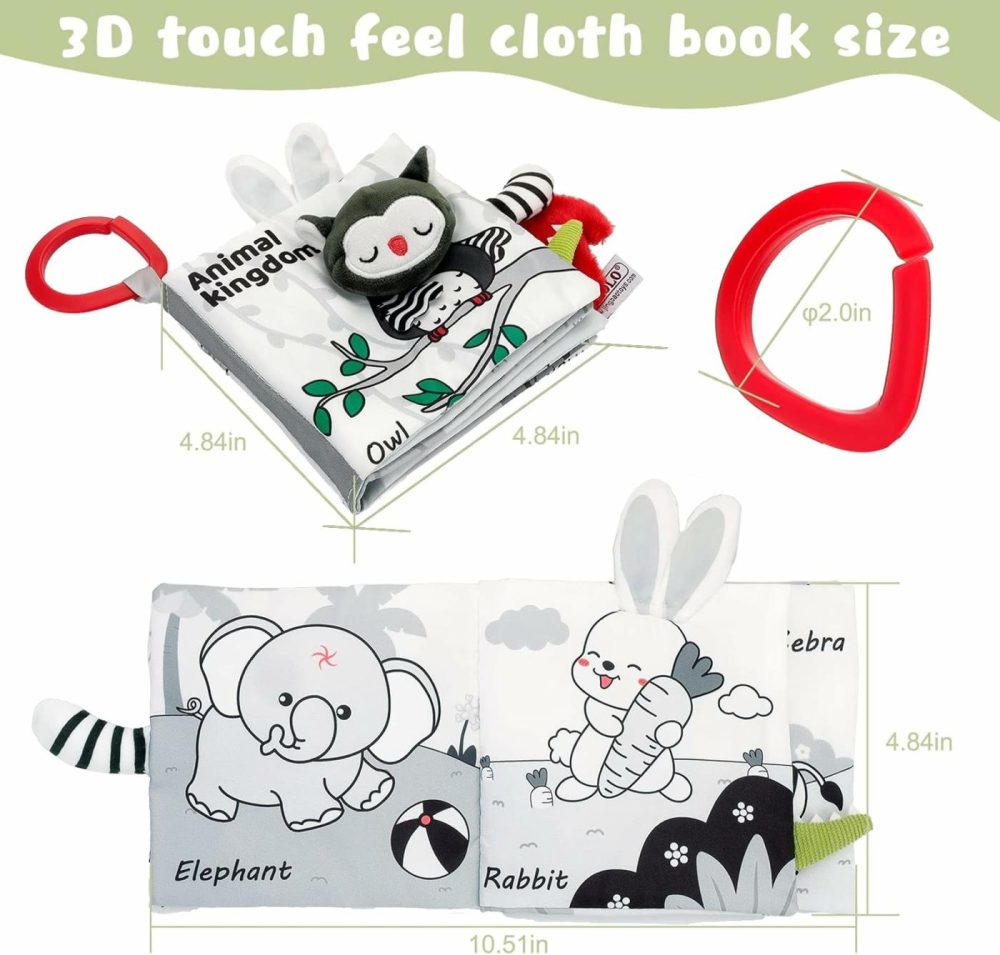 Crinkle Soft Baby Books  3D Touch Feel High Contrast Cloth Book Sensory Baby Toys 0-6-12 Months  Early Learning Stroller Toys For Infants Toddler Gifts  |  Car Seat & Stroller Toys All Toys Car Seat & Stroller Toys