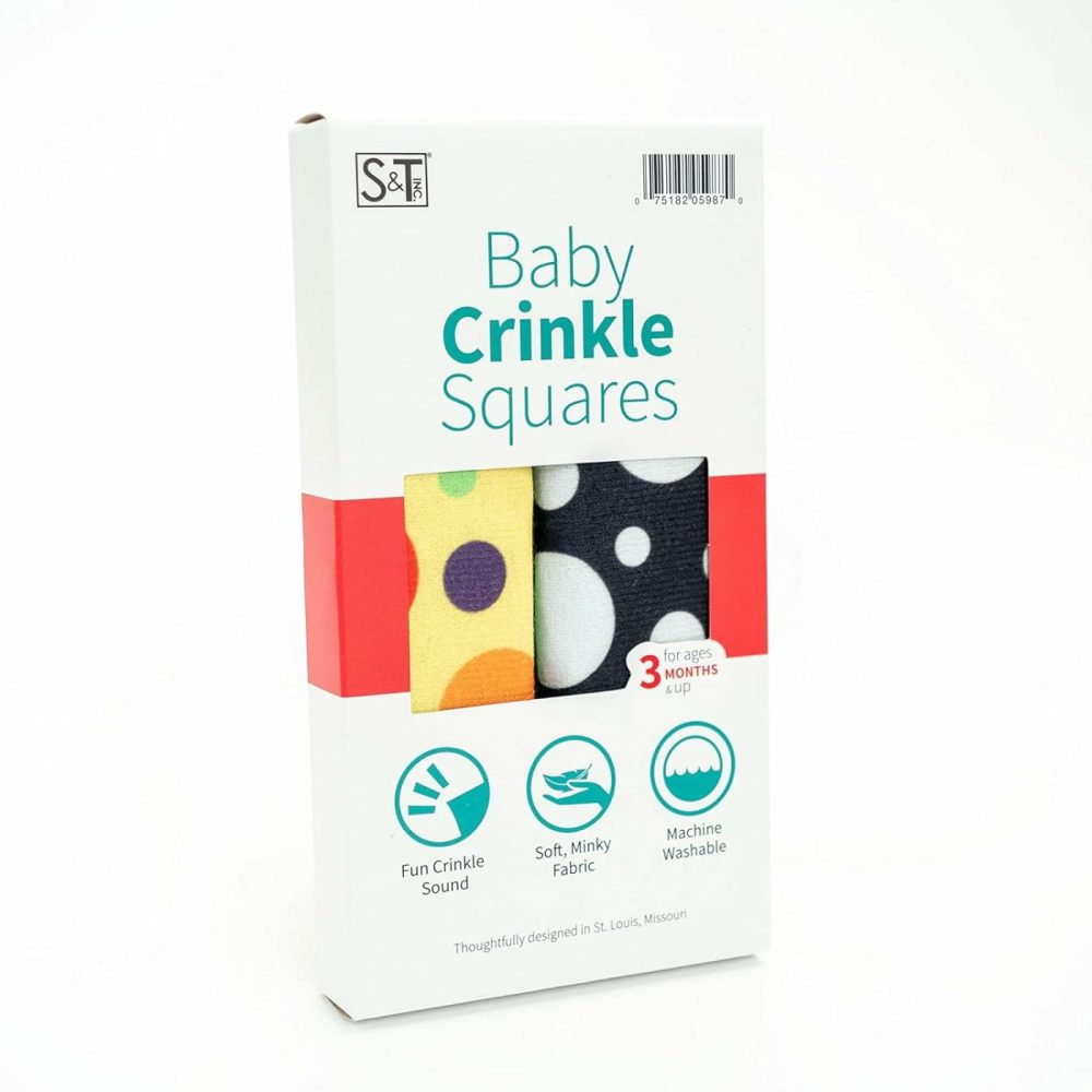 Crinkle Squares Baby Toys  6 Inch X 6 Inch  Dots  2 Pack  |  Car Seat & Stroller Toys All Toys Car Seat & Stroller Toys