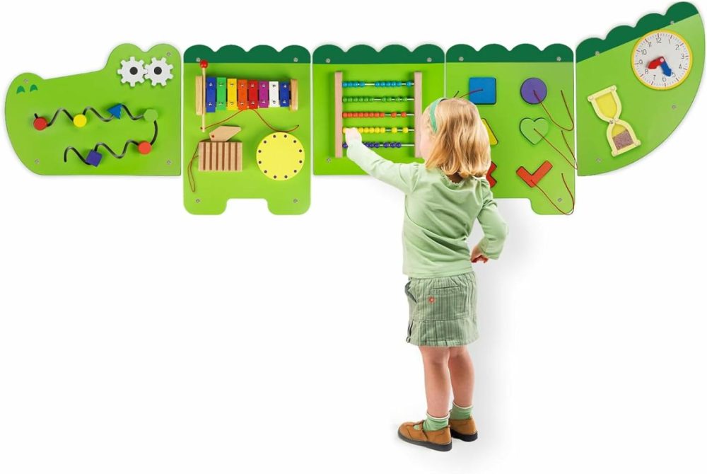 Crocodile Montessori Busy Board,Sensory Board,Educational Toys,Activity Cube,Wall Toys,Daycare Furniture,Playroom Furniture,Interactive Toys,Wooden Toys,Learning Toys,Boys And Girls 6 M+  |  Activity Cubes Activity Cubes Activity Cubes