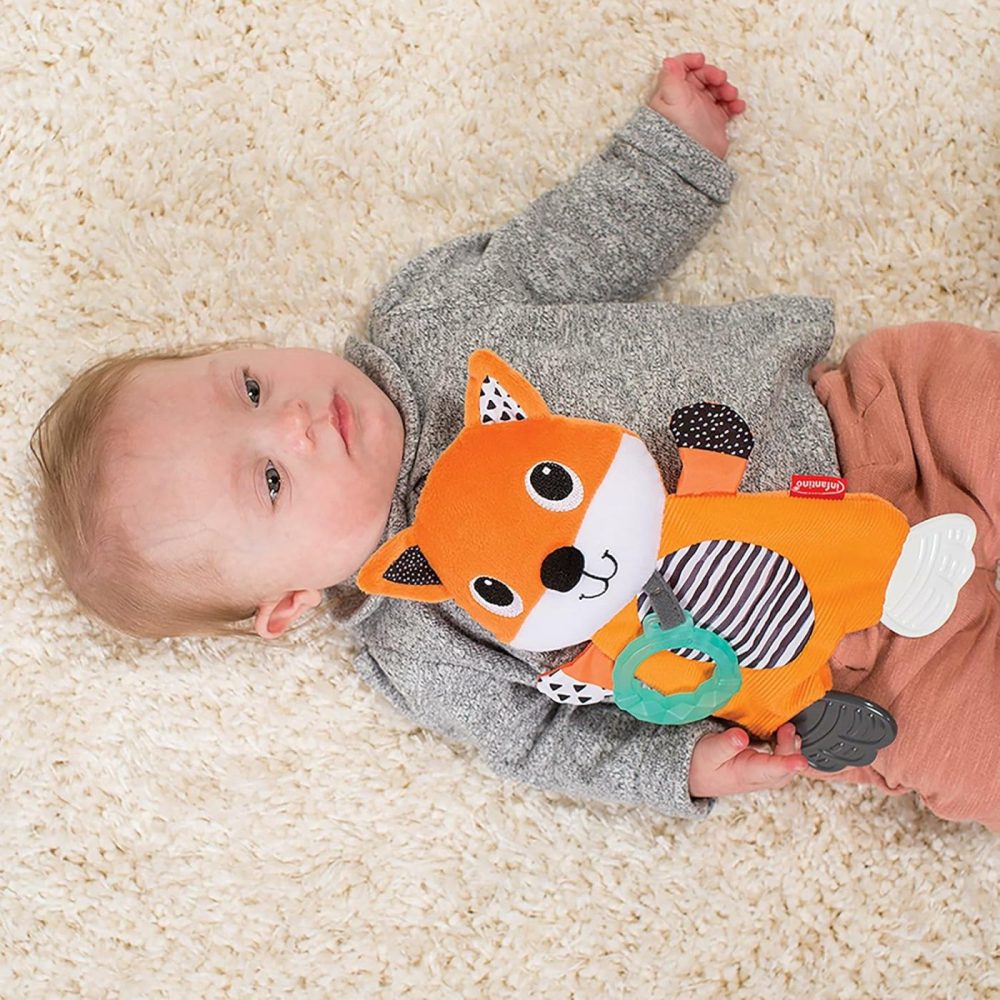 Cuddly Teether  Fox Character  3 Textured Teething Places To Soothe Sore Gums  Bpa-Free Silicone  Soft Fabric Textures To Explore  Crinkle Sounds To Discover  For Babies 0M+  |  Teethers All Toys Fox