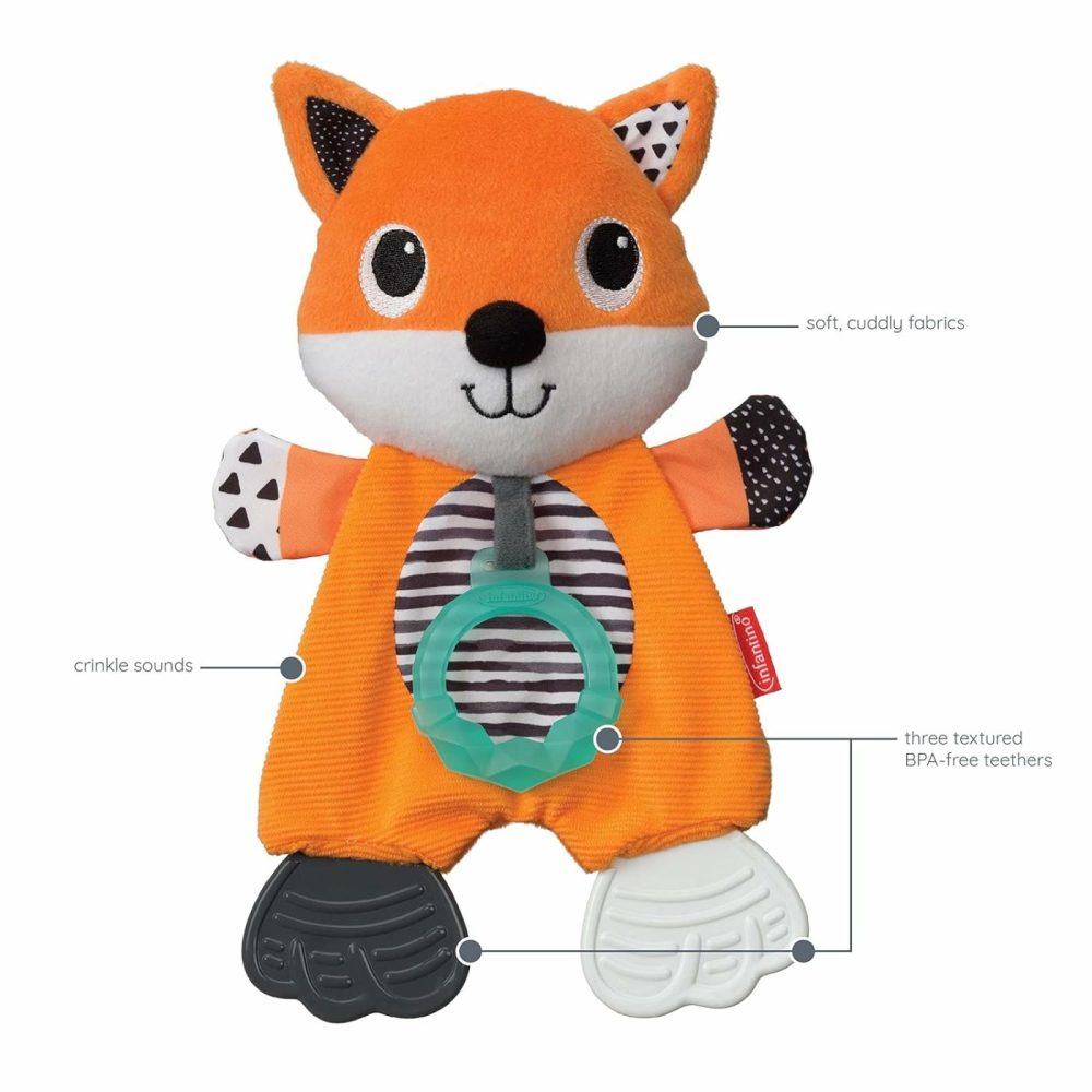 Cuddly Teether  Fox Character  3 Textured Teething Places To Soothe Sore Gums  Bpa-Free Silicone  Soft Fabric Textures To Explore  Crinkle Sounds To Discover  For Babies 0M+  |  Teethers All Toys Fox