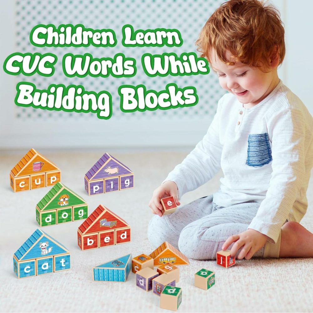 Cvc Word Games,Phonics Games For Kids Toddlers,Speech Therapy Toys,Wooden Alphabet Letter Blocks,Site Words,Learn To Read Reading Learning Spelling Games For Preschool Kindergarten Classroom  |  Sorting & Stacking Toys All Toys Sorting & Stacking Toys