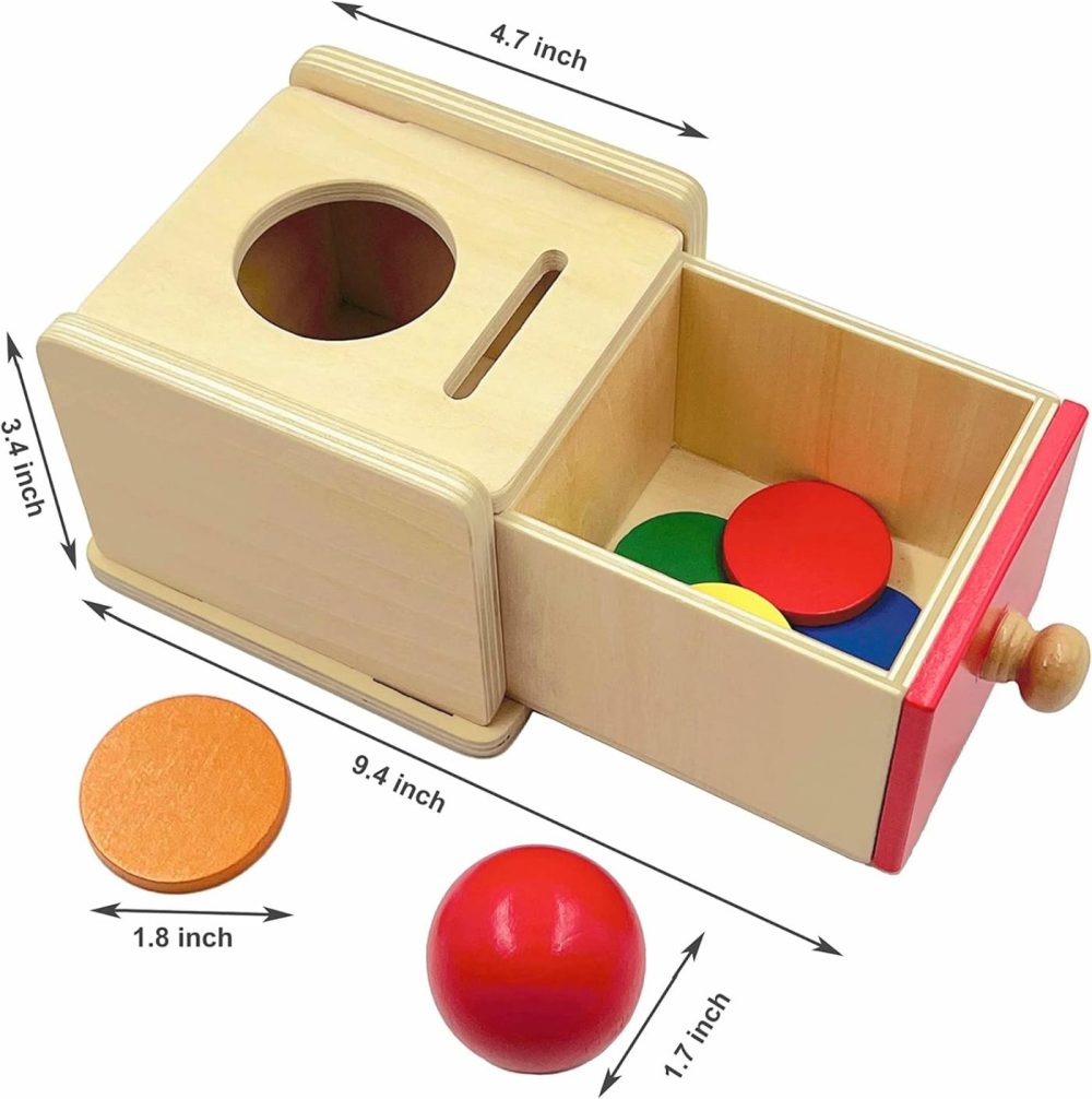 Dailyfunn Montessori Toys Coin&Ball 2-In-1 Drop Box Object Permanence Box For Infant Baby Preschooler 6-24 Months  |  Sorting & Stacking Toys All Toys Sorting & Stacking Toys