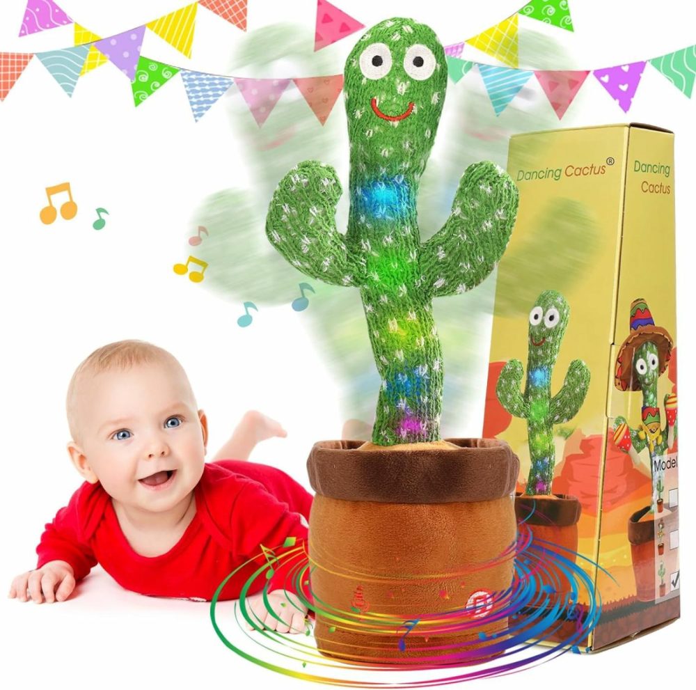 Dancing Cactus Toy Cute Plushies  Talking Cactus Baby Toy 0-6 Months Wriggle Singing 120 English Hit Song Sensory Musical Toy For Babies 6-12 1-3 4+ Year Old For Girls Boys  |  Musical Toys All Toys