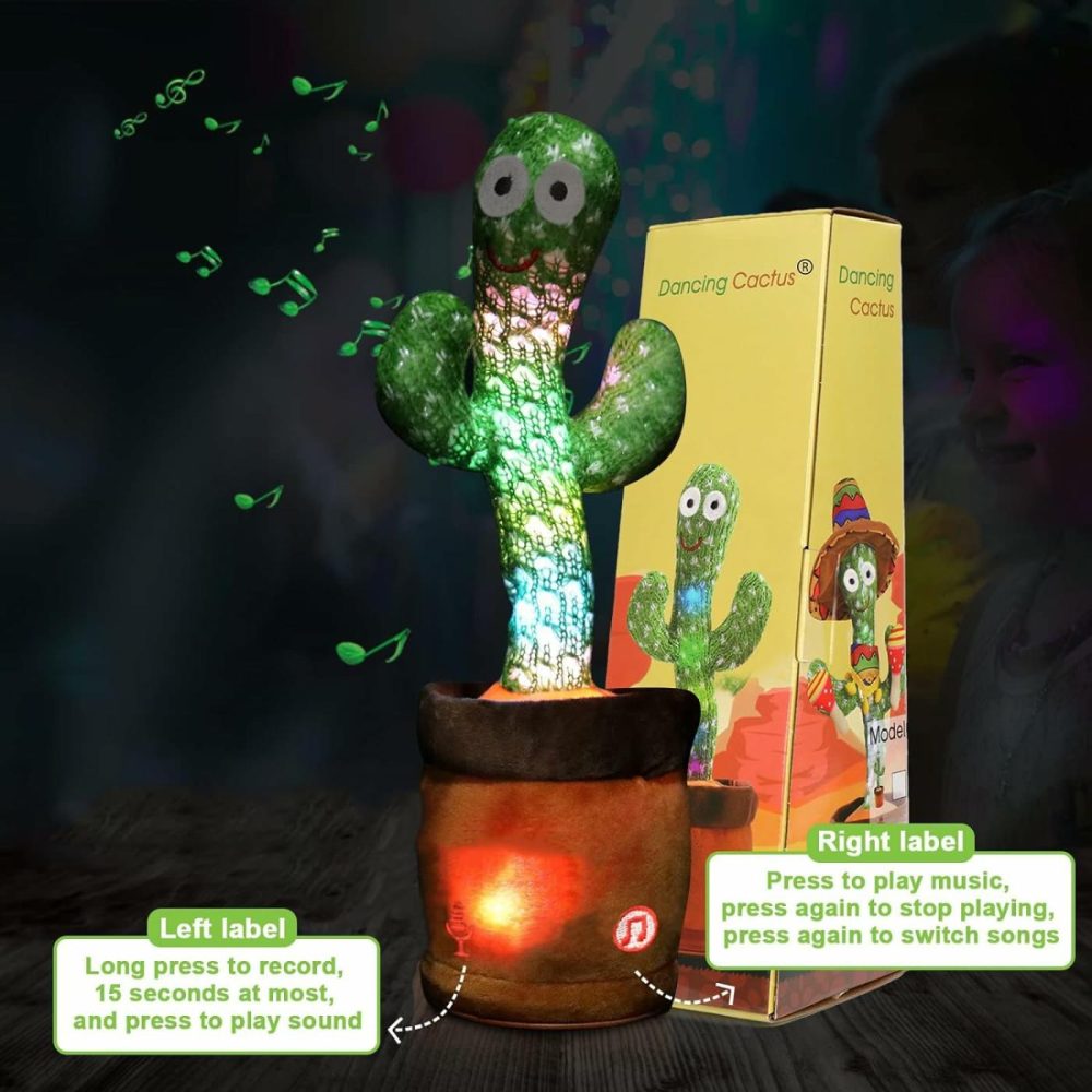 Dancing Cactus Toy Cute Plushies  Talking Cactus Baby Toy 0-6 Months Wriggle Singing 120 English Hit Song Sensory Musical Toy For Babies 6-12 1-3 4+ Year Old For Girls Boys  |  Musical Toys All Toys