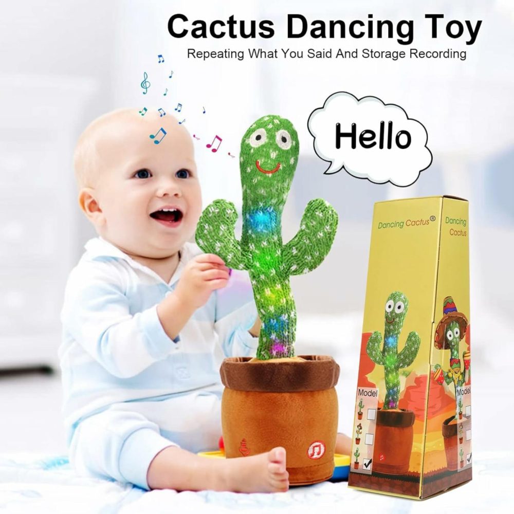 Dancing Cactus Toy Cute Plushies  Talking Cactus Baby Toy 0-6 Months Wriggle Singing 120 English Hit Song Sensory Musical Toy For Babies 6-12 1-3 4+ Year Old For Girls Boys  |  Musical Toys All Toys