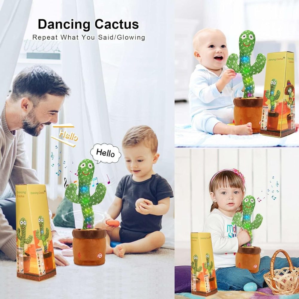 Dancing Cactus Toy Cute Plushies  Talking Cactus Baby Toy 0-6 Months Wriggle Singing 120 English Hit Song Sensory Musical Toy For Babies 6-12 1-3 4+ Year Old For Girls Boys  |  Musical Toys All Toys