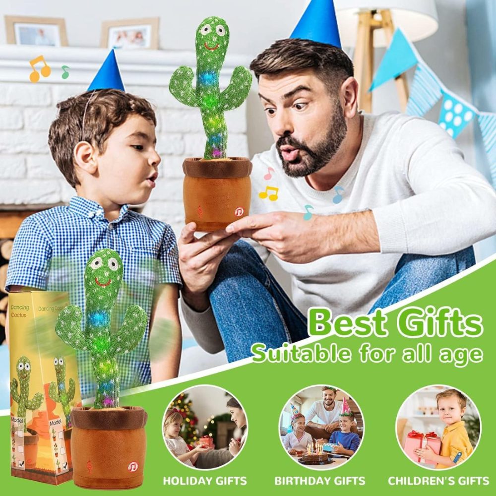 Dancing Cactus Toy Cute Plushies  Talking Cactus Baby Toy 0-6 Months Wriggle Singing 120 English Hit Song Sensory Musical Toy For Babies 6-12 1-3 4+ Year Old For Girls Boys  |  Musical Toys All Toys