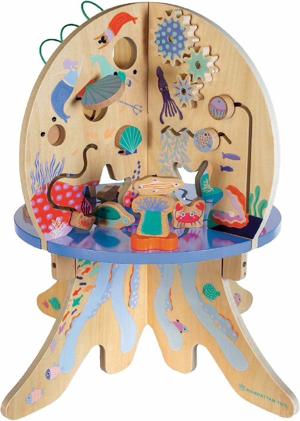 Deep Sea Adventure Wooden Toddler Activity Center With Clacking Clams  Spinning Gears  Gliders And Bead Runs  |  Car Seat & Stroller Toys All Toys Car Seat & Stroller Toys