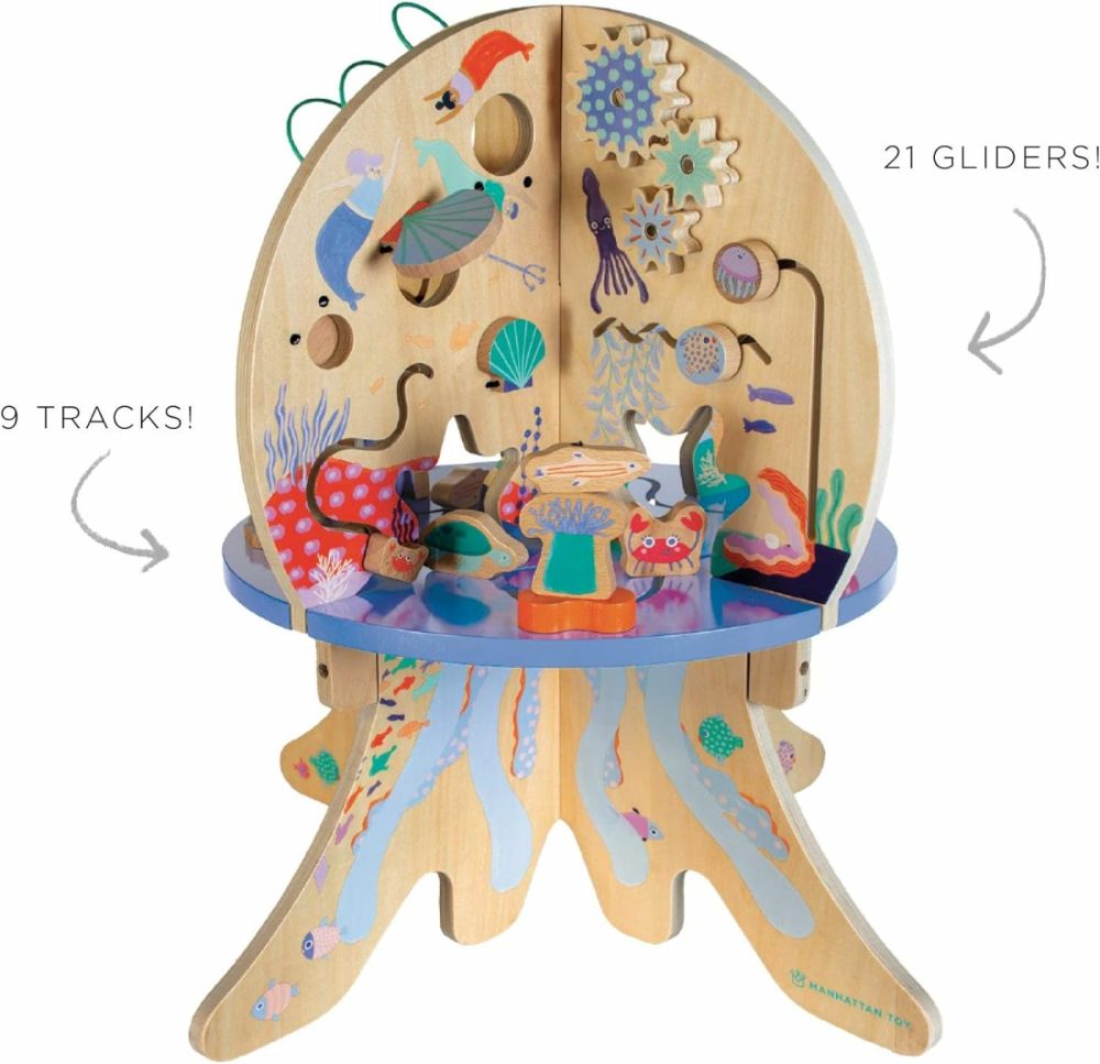 Deep Sea Adventure Wooden Toddler Activity Center With Clacking Clams  Spinning Gears  Gliders And Bead Runs  |  Car Seat & Stroller Toys All Toys Car Seat & Stroller Toys