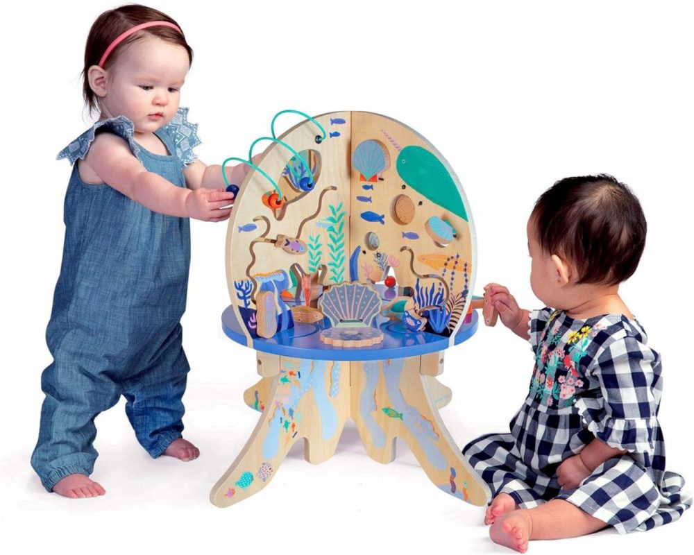 Deep Sea Adventure Wooden Toddler Activity Center With Clacking Clams  Spinning Gears  Gliders And Bead Runs  |  Car Seat & Stroller Toys All Toys Car Seat & Stroller Toys