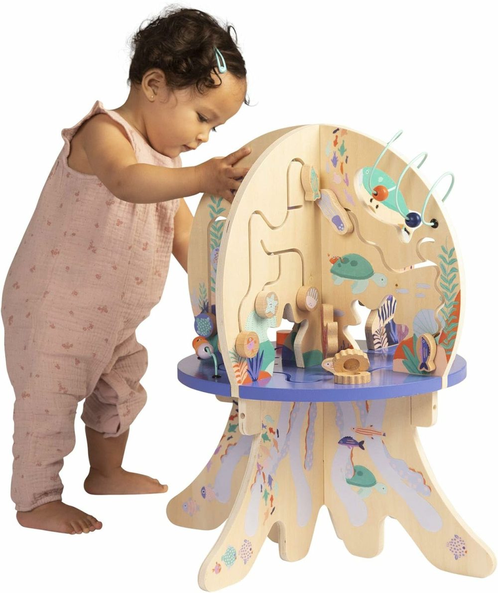 Deep Sea Adventure Wooden Toddler Activity Center With Clacking Clams  Spinning Gears  Gliders And Bead Runs  |  Car Seat & Stroller Toys All Toys Car Seat & Stroller Toys