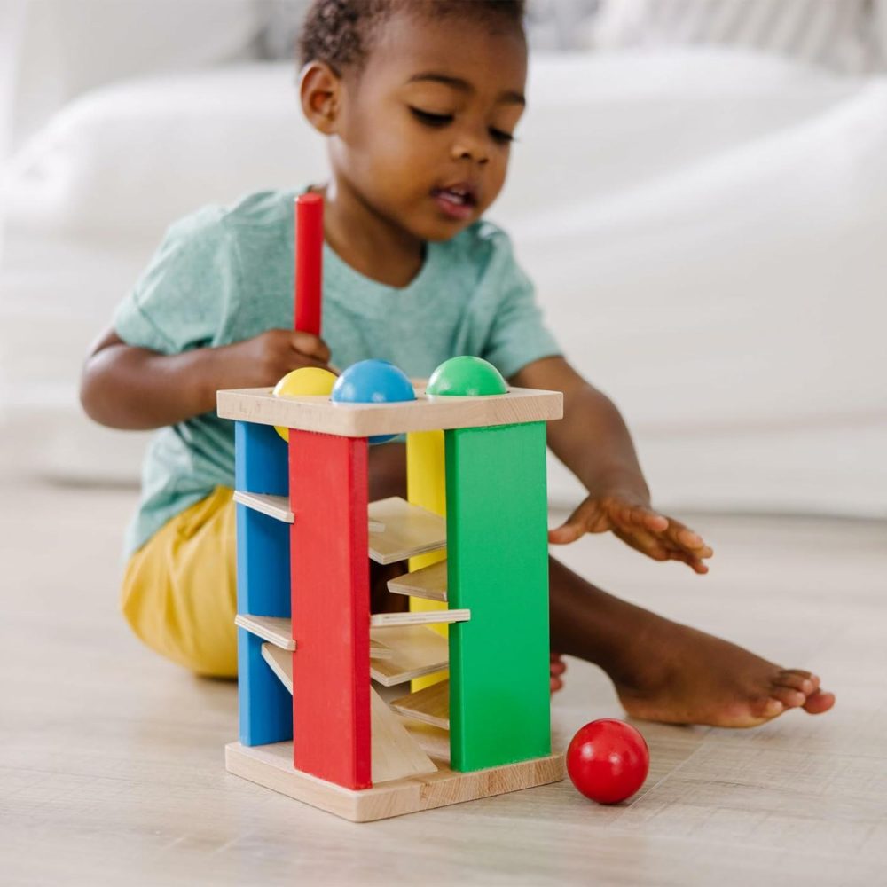 Deluxe Pound And Roll Wooden Tower Toy With Hammer – Pound A Ball  Educational Toddler Toys  Wooden Pounding Bench For Ages 2+  |  Hammering & Pounding Toys All Toys Hammering & Pounding Toys