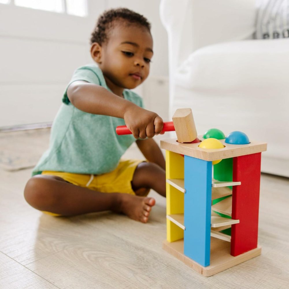 Deluxe Pound And Roll Wooden Tower Toy With Hammer – Pound A Ball  Educational Toddler Toys  Wooden Pounding Bench For Ages 2+  |  Hammering & Pounding Toys All Toys Hammering & Pounding Toys