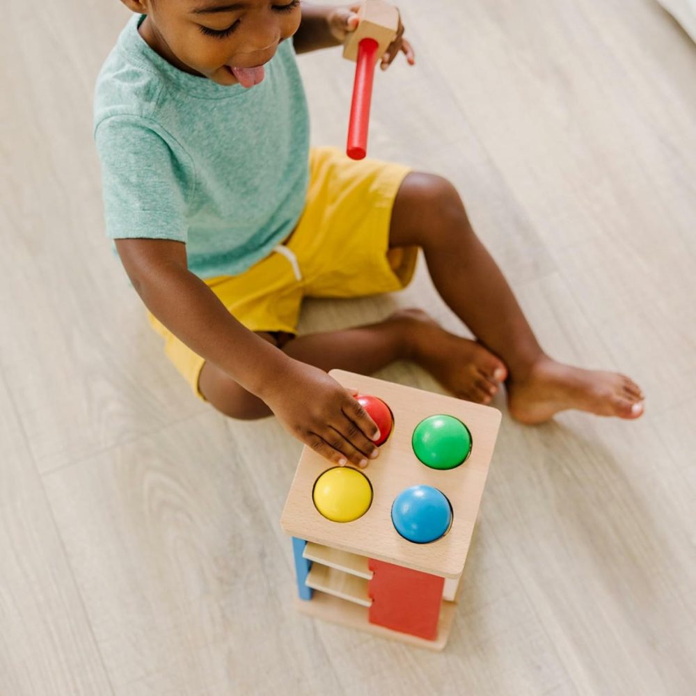 Deluxe Pound And Roll Wooden Tower Toy With Hammer – Pound A Ball  Educational Toddler Toys  Wooden Pounding Bench For Ages 2+  |  Hammering & Pounding Toys All Toys Hammering & Pounding Toys