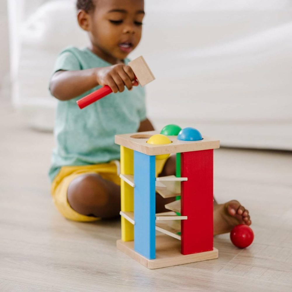 Deluxe Pound And Roll Wooden Tower Toy With Hammer – Pound A Ball  Educational Toddler Toys  Wooden Pounding Bench For Ages 2+  |  Hammering & Pounding Toys All Toys Hammering & Pounding Toys