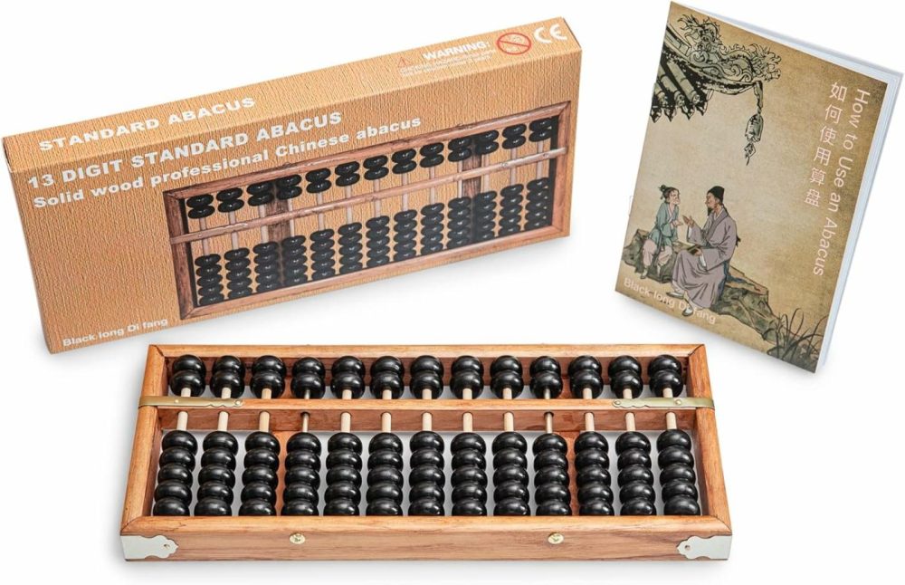 Digital Standard Abacus-28.5Cm-Professional 13-Column Soroban Calculator (Functional And Educational Tool) Vintage-Style Chinese Wooden Abacus.  |  Abacuses Abacuses Abacuses