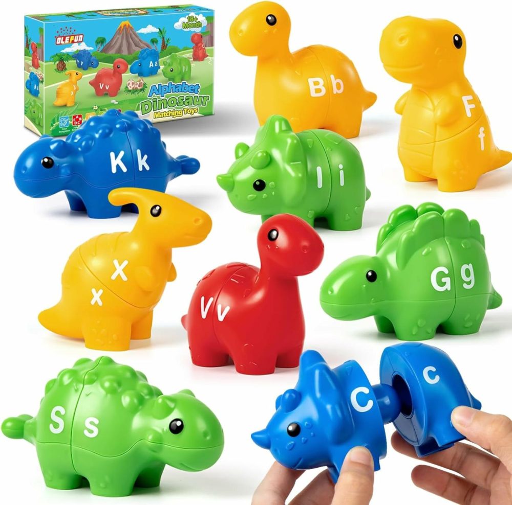 Dinosaur Alphabet Learning Toy For Toddler Age 1  2  3 Year Old  26 Pcs Double-Sided Abc Dinosaur Matching Game  Montessori Preschool Educational Toy For Boys & Girls 18+ Months  |  Sorting & Stacking Toys All Toys Sorting & Stacking Toys