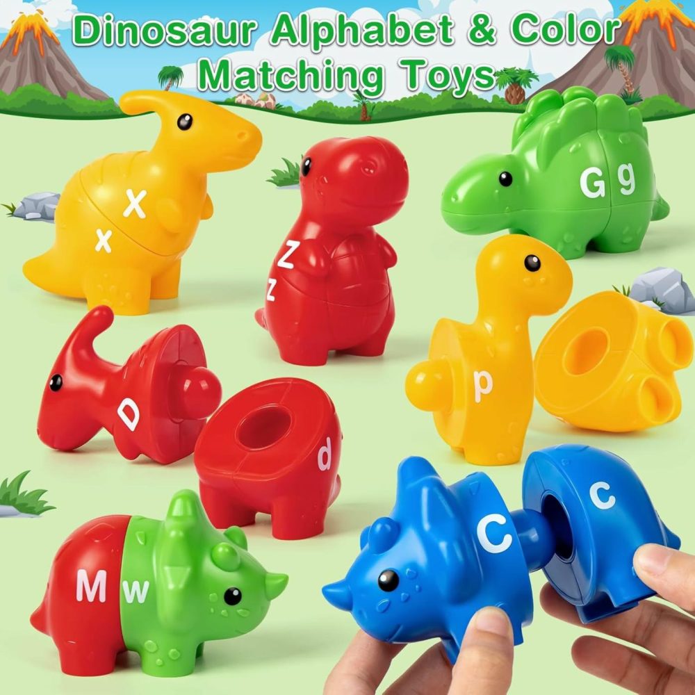 Dinosaur Alphabet Learning Toy For Toddler Age 1  2  3 Year Old  26 Pcs Double-Sided Abc Dinosaur Matching Game  Montessori Preschool Educational Toy For Boys & Girls 18+ Months  |  Sorting & Stacking Toys All Toys Sorting & Stacking Toys