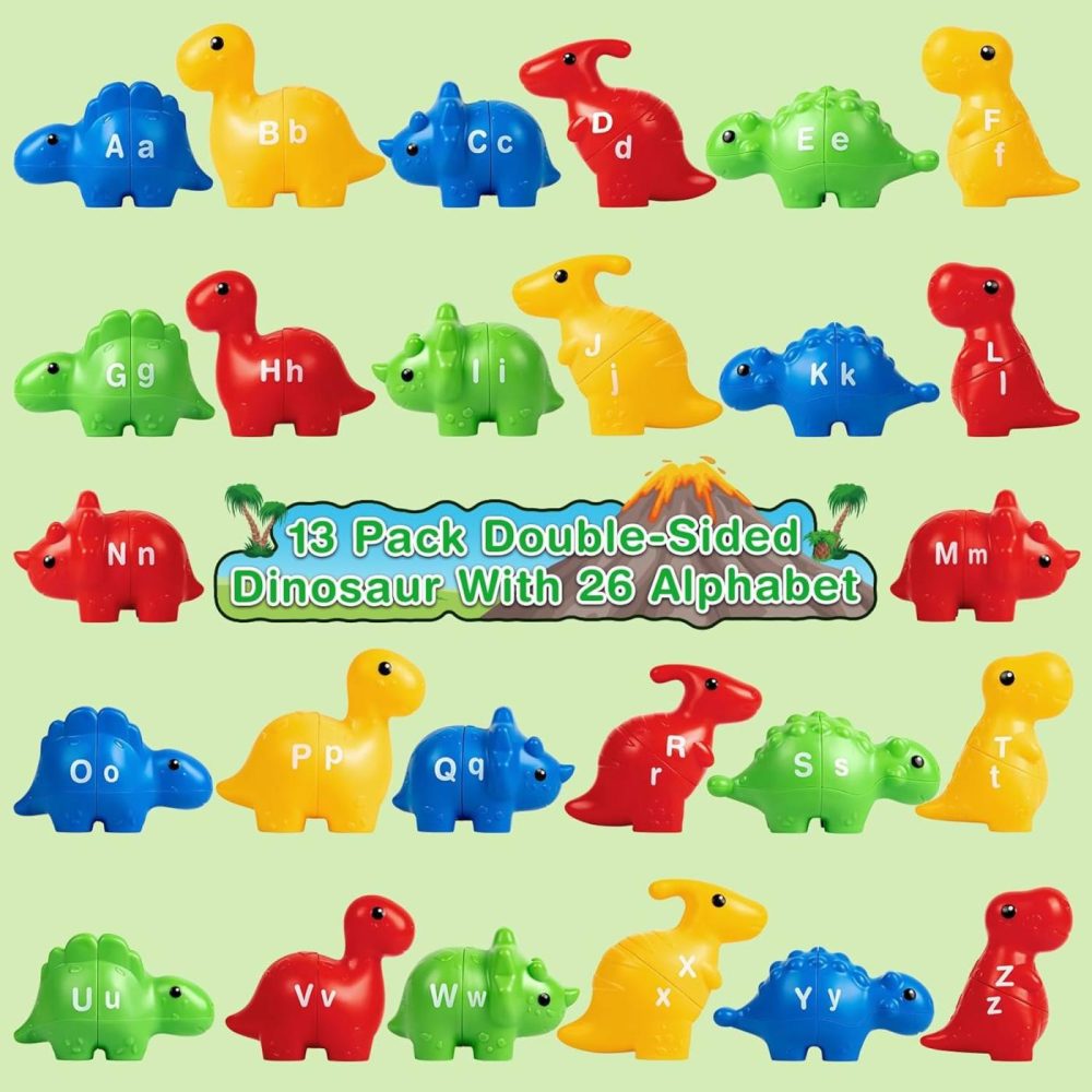 Dinosaur Alphabet Learning Toy For Toddler Age 1  2  3 Year Old  26 Pcs Double-Sided Abc Dinosaur Matching Game  Montessori Preschool Educational Toy For Boys & Girls 18+ Months  |  Sorting & Stacking Toys All Toys Sorting & Stacking Toys